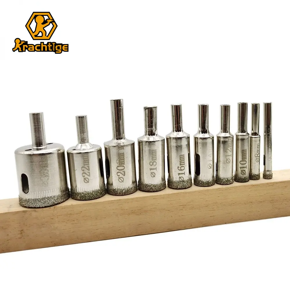 

10Pcs Diamond Coated Glass Core Hole Drill Bits Set for Glass Tile Marble Concrete Ceramic 6-30mm for Dropshipping Center