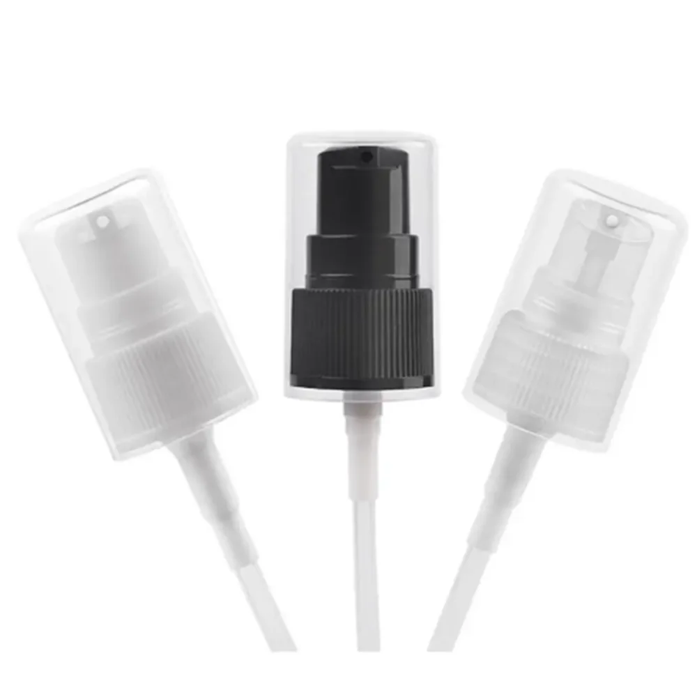 18-410 20/410 24/410 28/410 black white transparent ribbed skirt down-lock saddle head dispensing treatment pump with hood