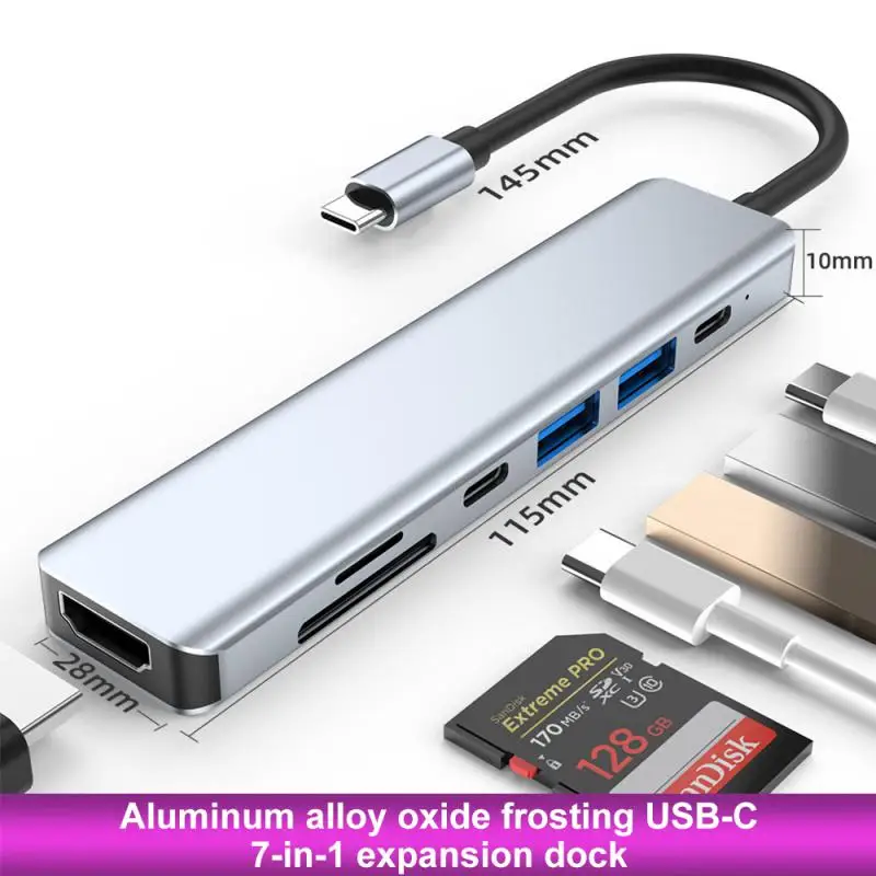 Hdmi compatible Type C Usb Hub Portable Usb C Splitter 7 In 1 Pc