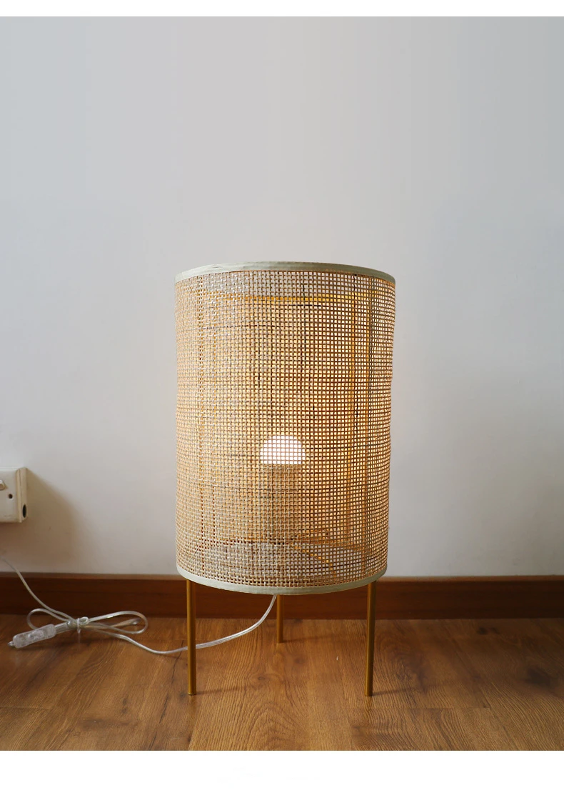 Rattan Table Lamp Bedroom Bedside Lamp Japanese Hotel Living Room Tea
