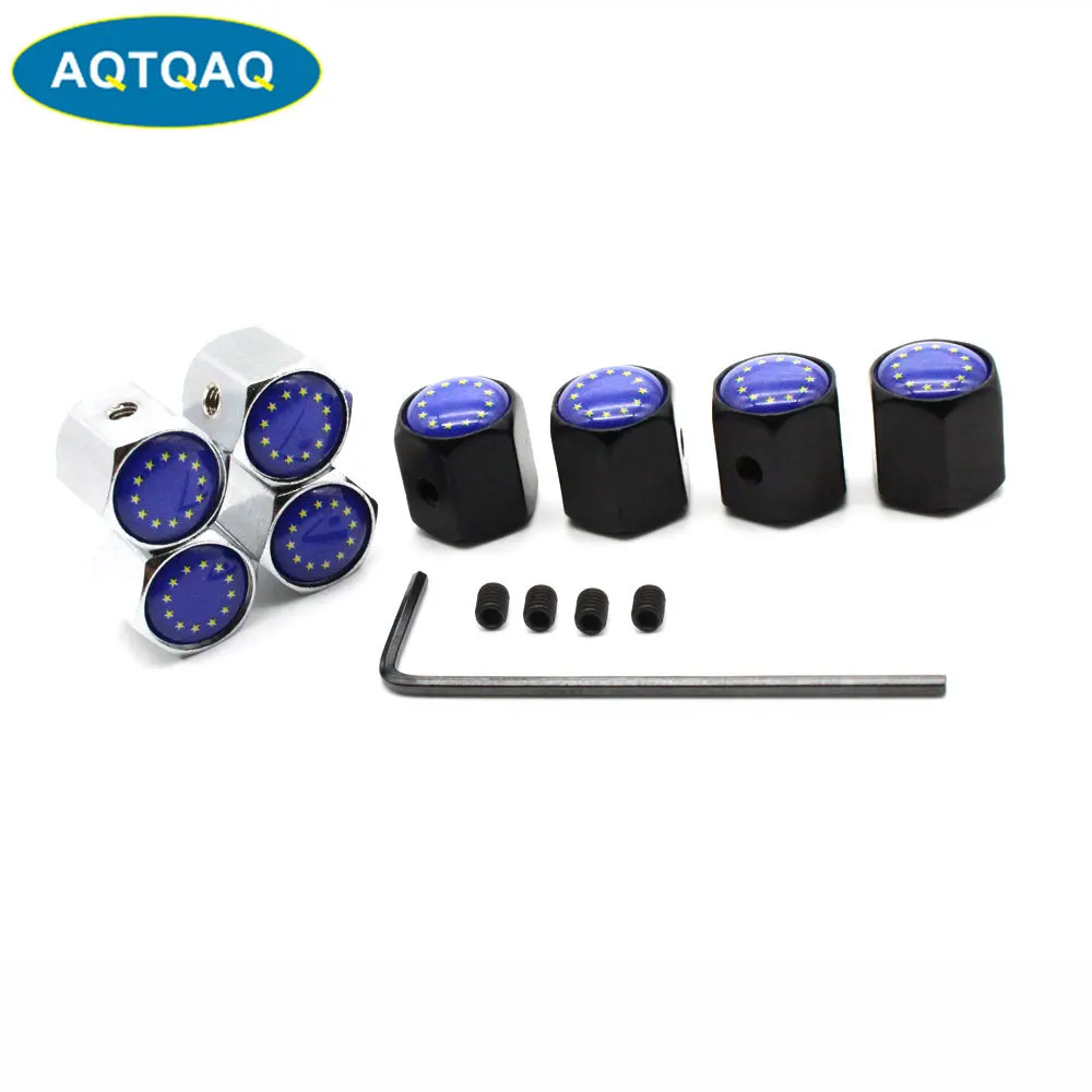 5 Pcs/set Car Styling Zinc Alloy Antitheft European Union The Eu Flag