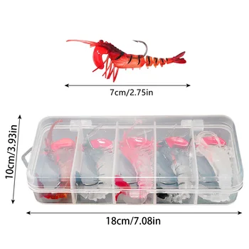 5pcs Soft Shrimp Lure Rigs Fishing Tackle Hooks Jigs Lifelike Swimbait Suitable for Freshwater/Saltwater 5