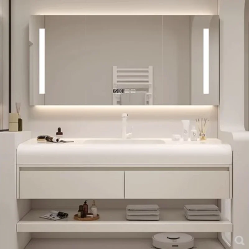Whole Washbin Bathroom Cabinet Combination Simple Wash Basin Curved Countertop Bathroom Customization Washstand