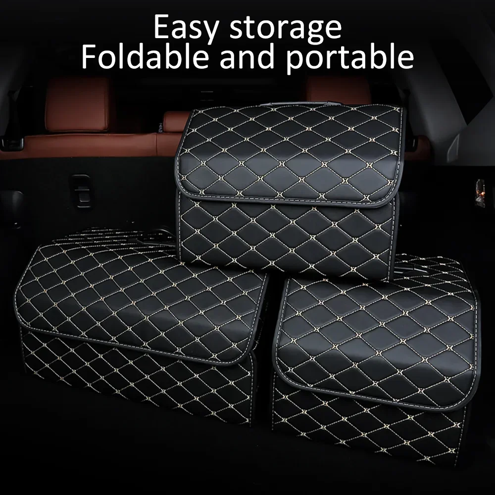 

Car Trunk Organizer Box Large Capacity Auto Multiuse Tools Storage Bag Stowing Tidying Leather Folding for Emergency Storage Box