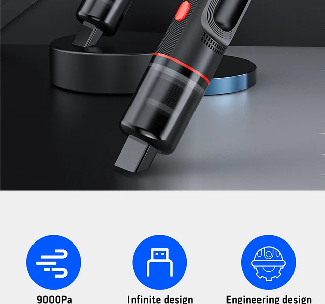 RUNDONG Handheld Car Vacuum Cleaner Cordless USB Charger Cyclonic Suction  Vacuum Cleaner - Transparent / Green Wholesale