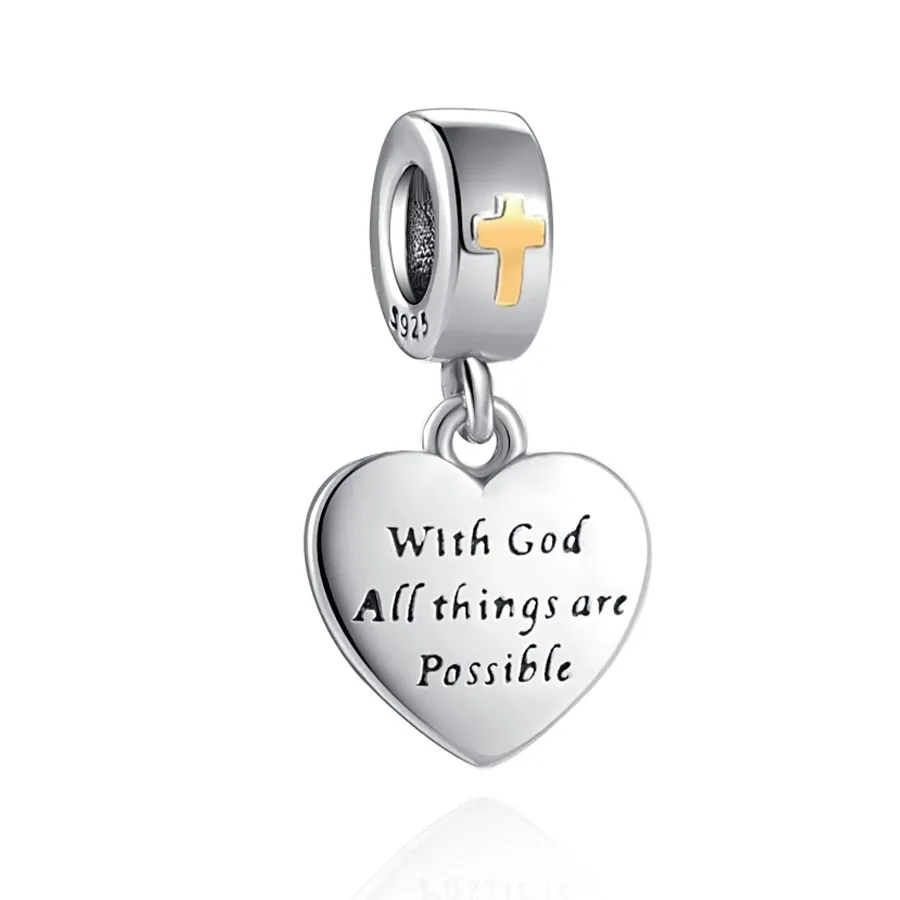 2024 New 925 Silver Jesus Cross The Holy Bible Pendant Charms Beads Fit DIY Original 3mm-5mm Bracelet By Women Gift 2