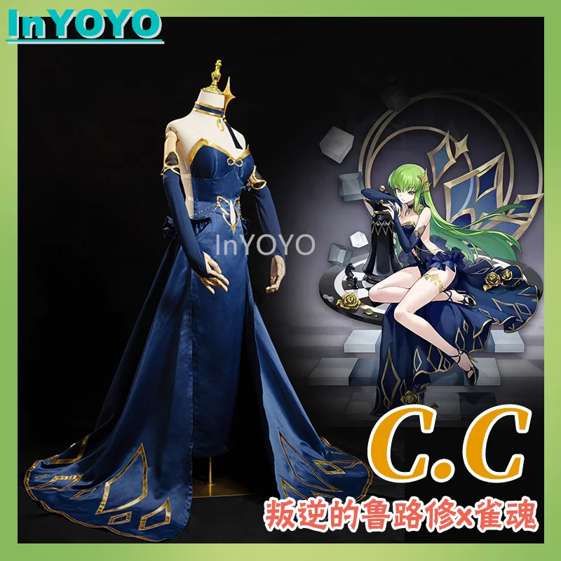 

InYOYO Anime Code Geass C.C Skin Cosplay Costume Chessboard Dinner Dress Gorgeous Game Suit Role Play Halloween Party Outfit