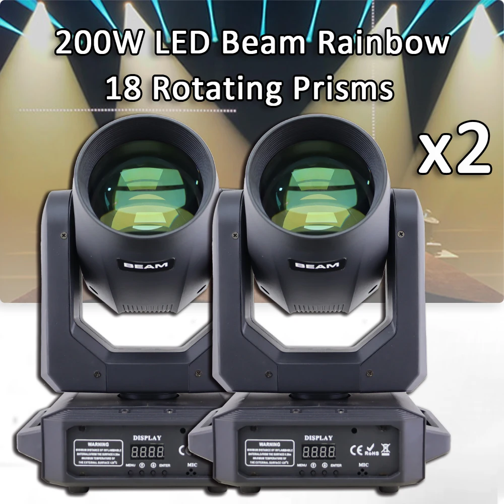 

2Pcs/lot LED Moving Head Light 200W Beam+Spot+18 Rotating Prisms+Rainbow Effect Dj Stage Light Effect Light Disco Wedding Bar