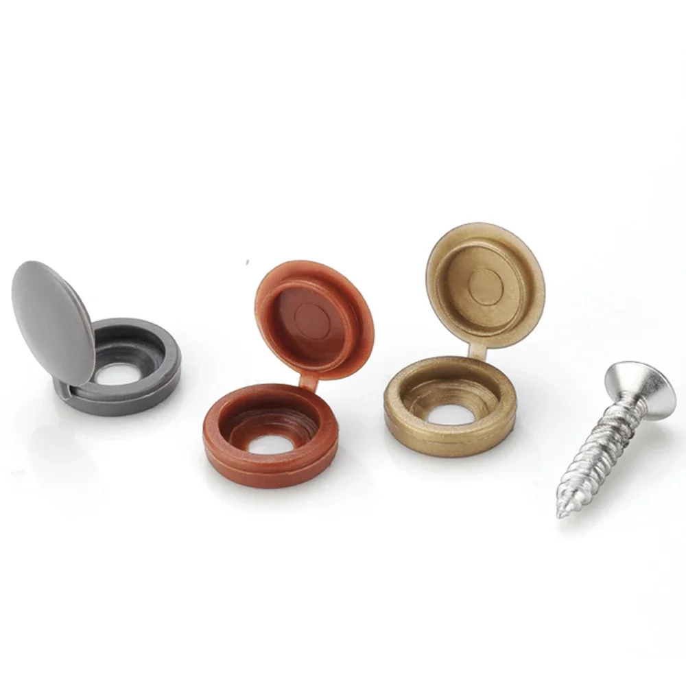 Plastic Hex Nut Caps 100pcs Hinged Plastic Screw Cap Cover Nuts Fold Snap Protective For Car Furniture Decorative