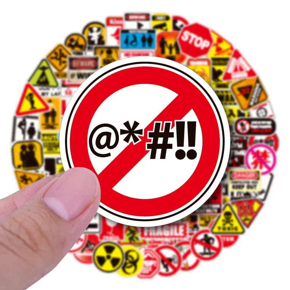 50/100pcs Cartoon Warning Stickers Danger Banning Skateboard Guitar Laptop Motorcycle Car Classic Toy Cool Decals Sticker 3