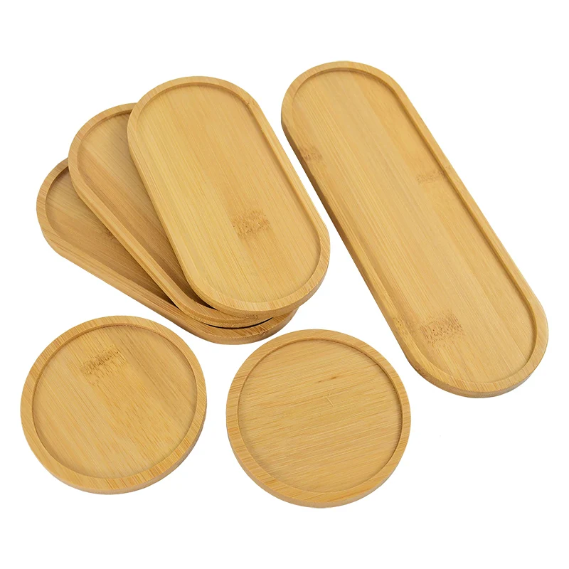 Round Square Oval Wooden Tray Countertop Bottle Organizer Holder Candles Jewelry Storage Plate Tray Bathroom Kitchen Accessories
