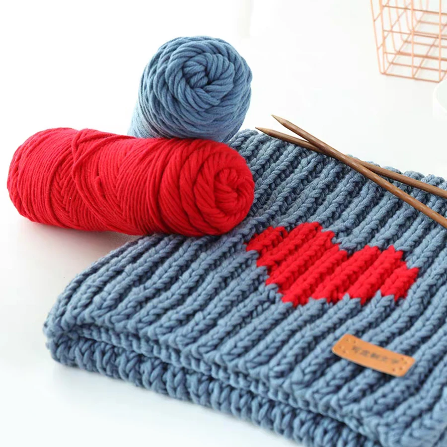 1Pc Lover Cotton Wool 8 Strands Wool Crochet Sweater Scarf Hat Thread DIY Blanket Thread Medium Thick Stick Needle Thread 100g Yarn 6