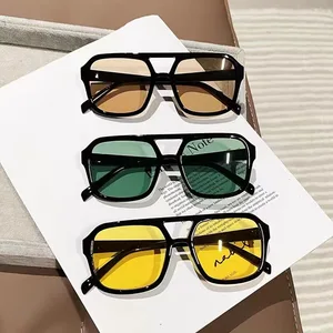 2024 Vintage Oversized Sunglasses Fashion Men Women Square Shades Eyewear Trendy Ins Popular Brand Design UV400 Sun Glasses