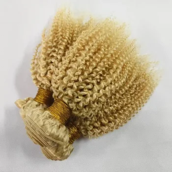 Extension di Capelli Umani Ricci e Ondulati 613 Biondo Miele, 100% Capelli Umani Remy Brasiliani, Fasci di Capelli Ricci per Intrecciatura per Donne