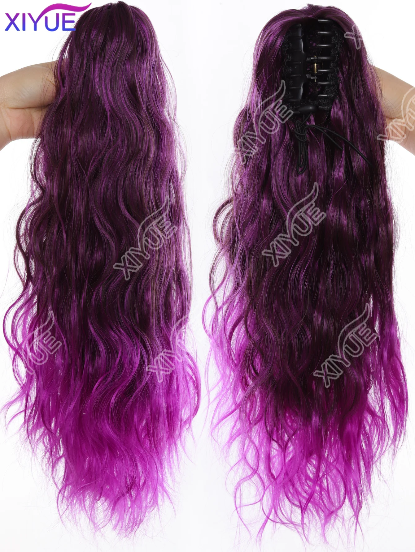 XIYUE European and American Women's Dopamine Purple Synthetic High-Temperature Hair Ponytail Wig Braid Hair Accessories