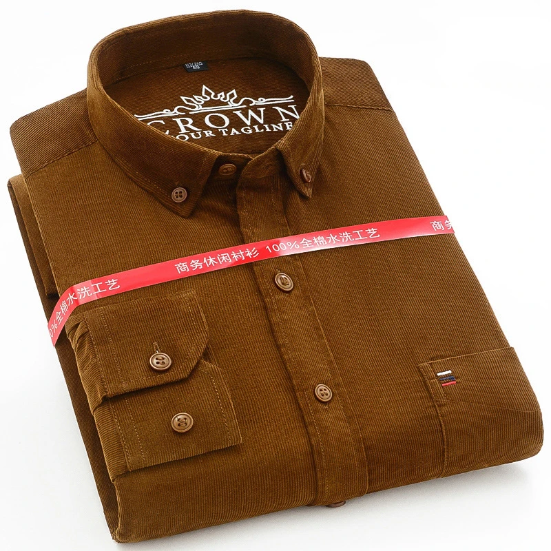 cotton corduroy warm shirts for men new autumn winter fashion solid color s 7xl businessman long sleeve smart dress casual shirt Cotton Corduroy Warm Shirts For Men New Autumn Winter Fashion Solid Color S-7XL Businessman Long Sleeve Smart Dress Casual Shirt 4