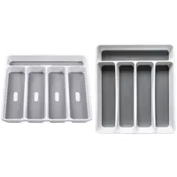 Flatware Tableware Silverware Drawer Organizer with Non-slip TPR Linings Non-Slip Utensil Organizer Plastic Cutlery Tray 1