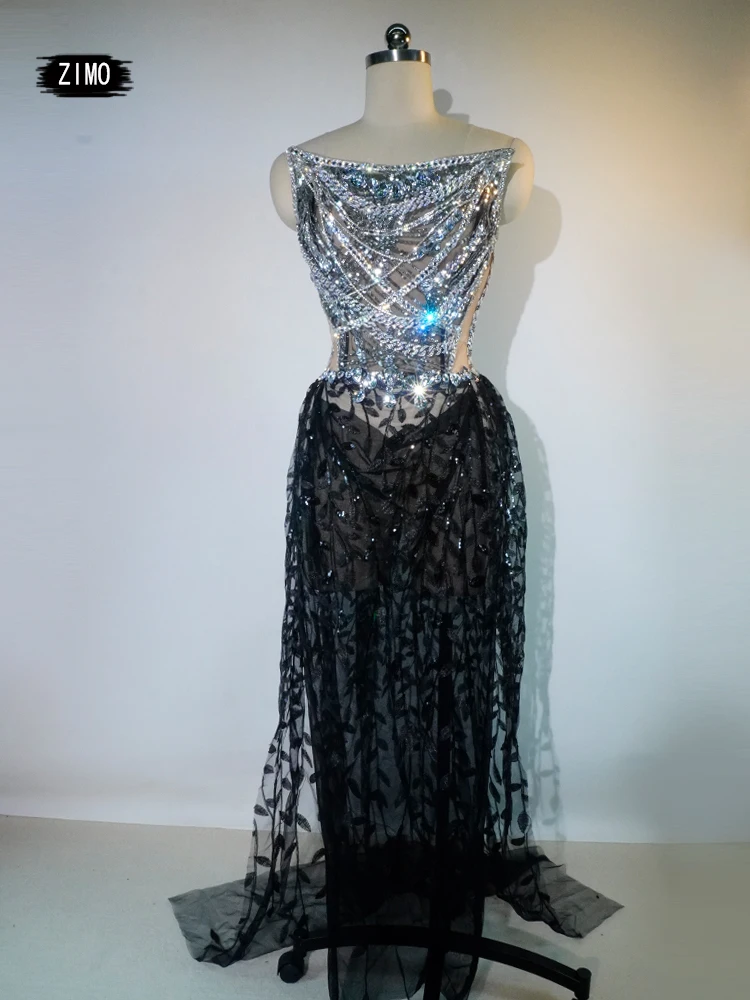 Sheath Rhinestones Black Two Piece Bodycon Mini Dress Clubwear main image 1