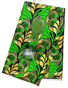 2023 High Quality African Wax Fabric Stretch Ankara Print Brode Cotton Material Wrapper New Gold Line Pattern For Sewing 6Yards 1