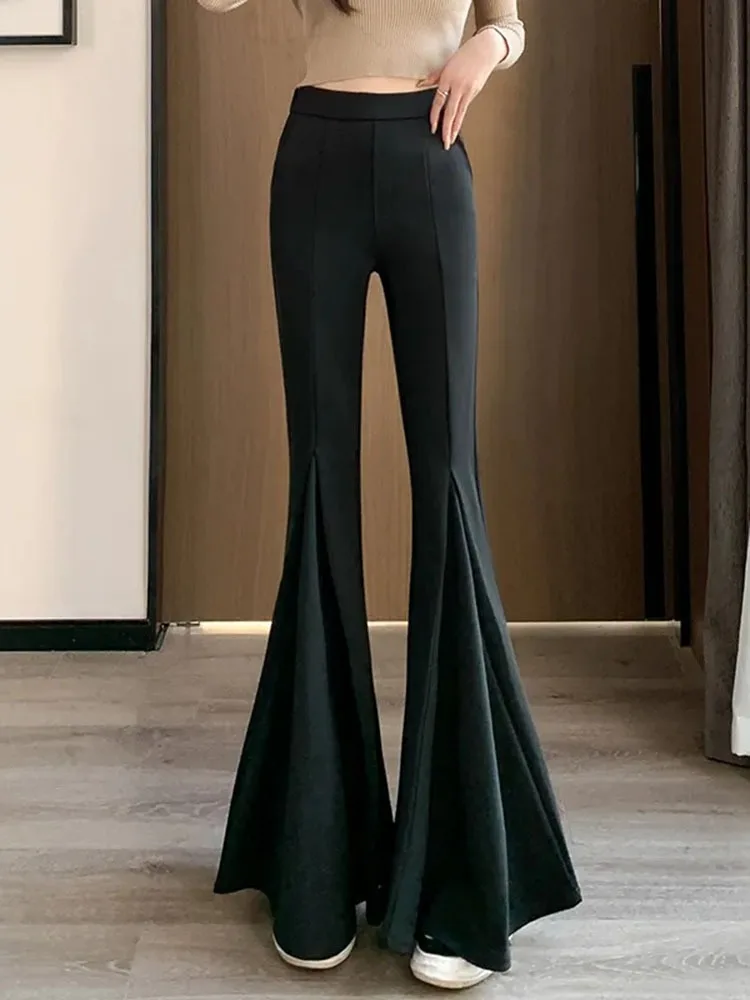 Women Boot Cut Trousers Sexy High Waist Big Flare Pants Vintage Pantalones Fashion Korean New Legging Spodnie Strech Broek