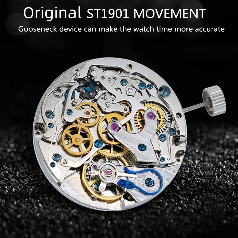 SEAKOSS Classic 1963 Chronograph ST1901 Movement 38 40mm Pilots Hand Winding Men's Mechanical Watches Sapphire 30M Waterproof mechanical watch