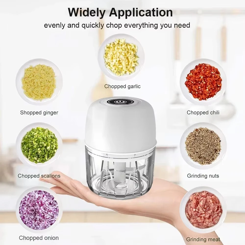 1 set of ginger and garlic grinder 260ML mini garlic grinder rechargeable onion chopper meat grinder kitchen vegetable mixer 3