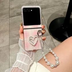 Polka Dot Glitter DIY Love Pearl Bracelet Phone Case - Stylish Protective Cover for Motorola Razr 60 Ultra (Pink)