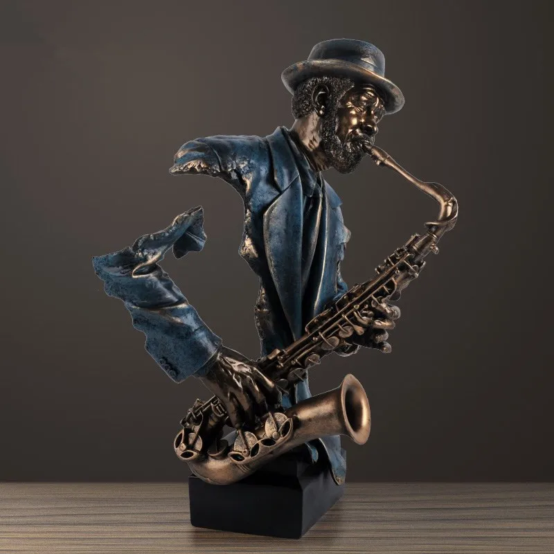 

57cm Modern Music Saxophone Bust Statue Abstract Figure Musician Figurine Resin Art&Craft Home Decor Decoration