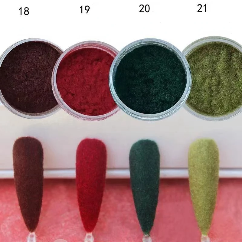 Nail Powder Nail Pigment Nail Glitter Nail Decoration Nail Decorations 22 Colors Winter Nail Velvet Powder DIY Nail Art Decorations Fluffy Glitter Dust DIY Design Christmas Pigment 10g/box