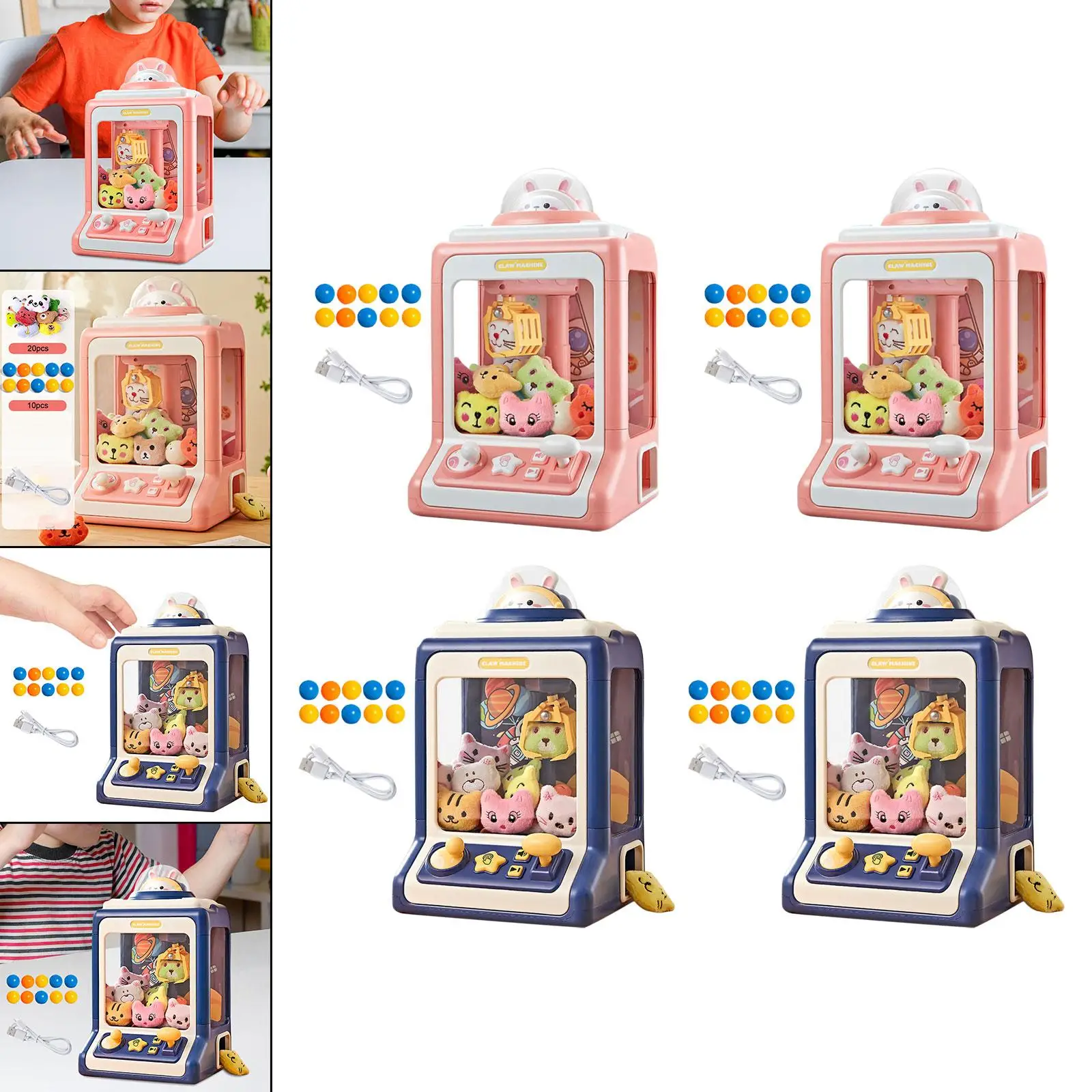 Kids Claw Machine Candy Prizes Dispenser Game Portable with Light and Sound for 4