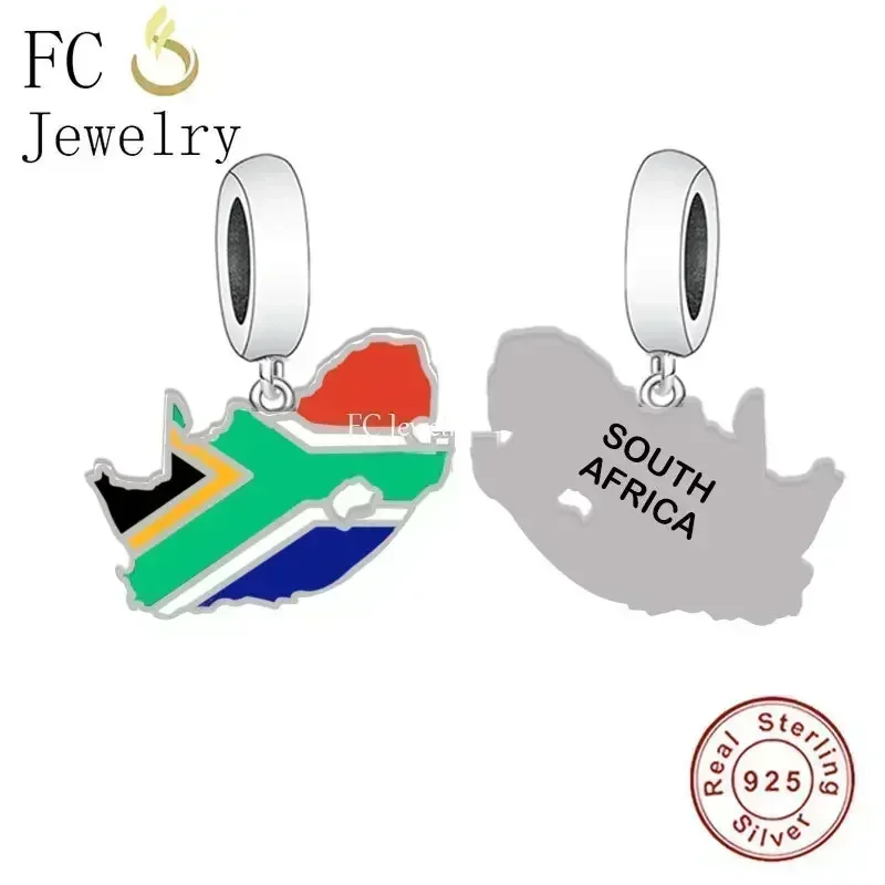 FC Jewelry Fit Original Charm Bracelet 100% 925 Sterling Silver Yellow Blue Red COLOMBIA Flag Map Bead For Making Women Berloque 3