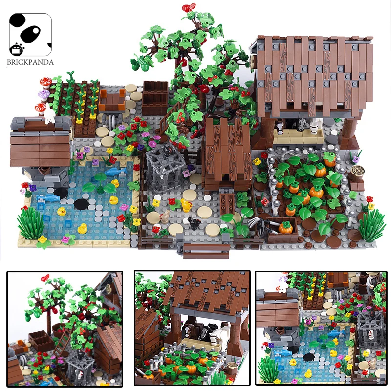 

MOC City Farm Building Blocks Animals Plants Horse Grass Flower Tree Stable Chicken Coop Figures Accessories Bricks Toys Gifts