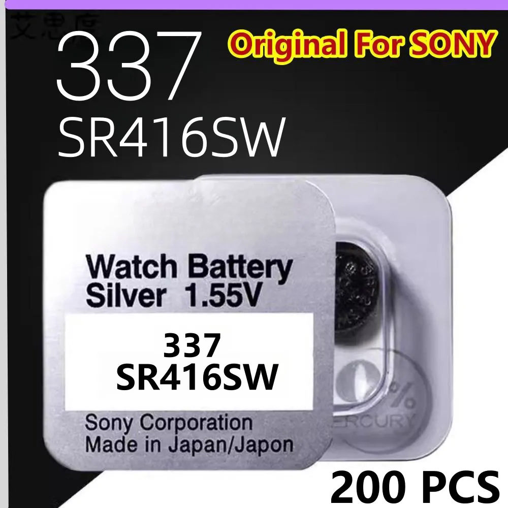 

200pcs Original For SONY 337 battery sr416sw 1.55V Silver Oxide battery button cell batteries for mini wireless earpiece watch