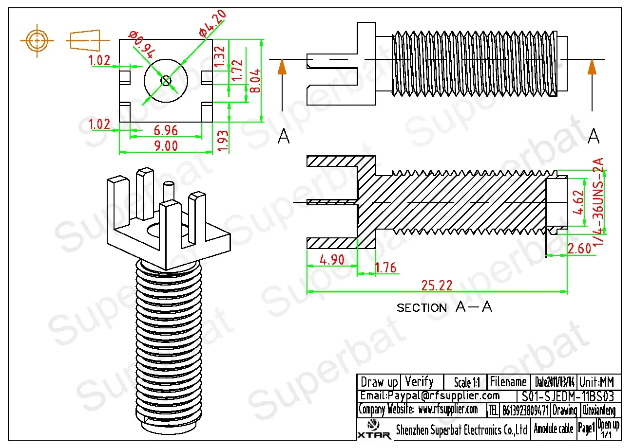 SMA Female PCB Mount RF Coaxial Connectors for Electronic Components