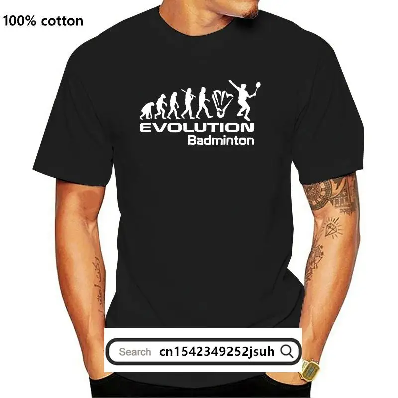 

New Evolution Of Badminton Sport Funny Mens T-Shirt Gift Size S-XXL