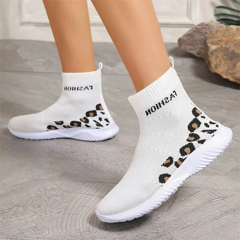 

Кроссовки-носки женские на плоской подошве, вязаные лоферы, без застежки, прогулочная обувь, большие размеры, весна-лето