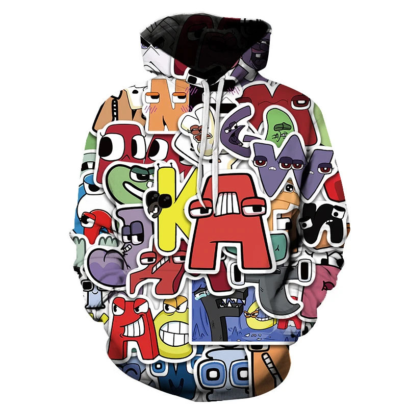 thumbnail image 1 of Sudadera con capucha con estampado 3D del alfabeto divertido, sudaderas con letras de dibujos animados, chándal para niño, sudadera Harajuku, ropa de anime para niña, camisetas para niños, sudadera co, 1 of 4