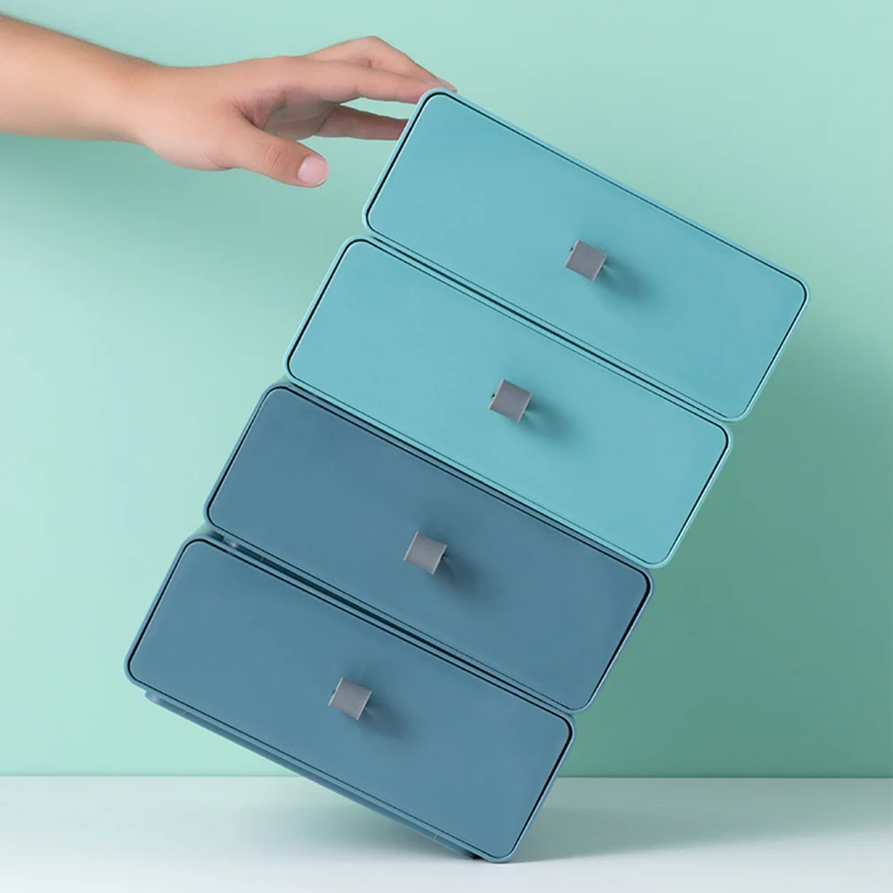 

4 Pcs Storage Box Desktop Case Office Drawer Mini Table Chest Drawers Small Stackable Pp Bin