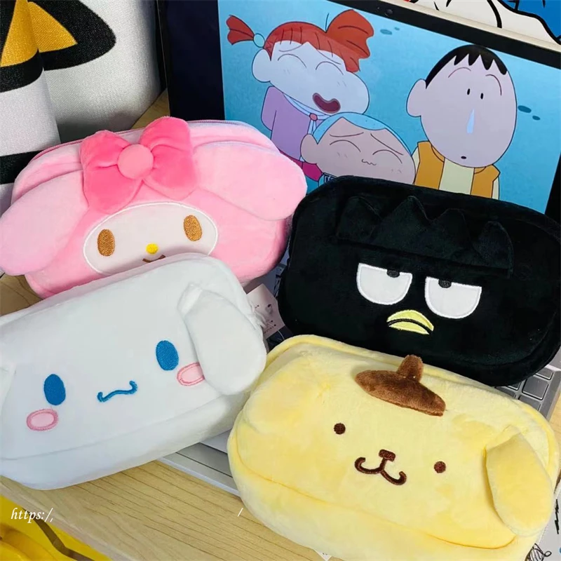 

Kawaii Sanrio Plush Bag Hello Kitty Melody Kuromi Plush Storage Bag Anime Stuffed Toys Cute Cartoon Pencil Case for Girls Gifts