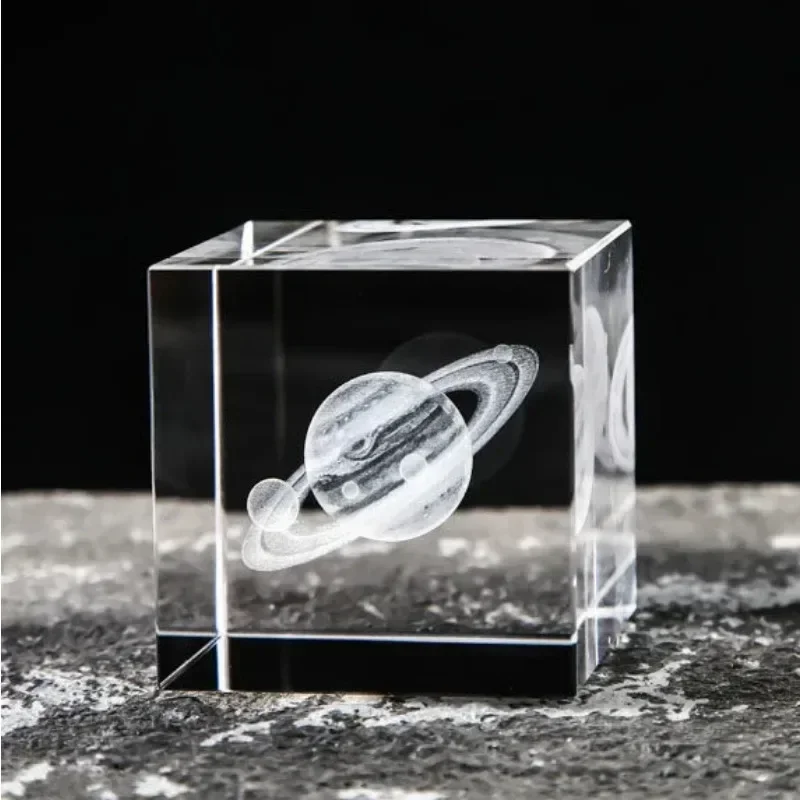 Inch Crystal Cube 3d Laser Crystal Paperweight Moon Solar