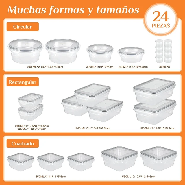 6 Contenitori Salvafreschezza Rotondi In Plastica PP Con Coperchio Ermetico, 300 Ml Ciascuno, Impilabili, Adatti A Microonde E Freezer - 4