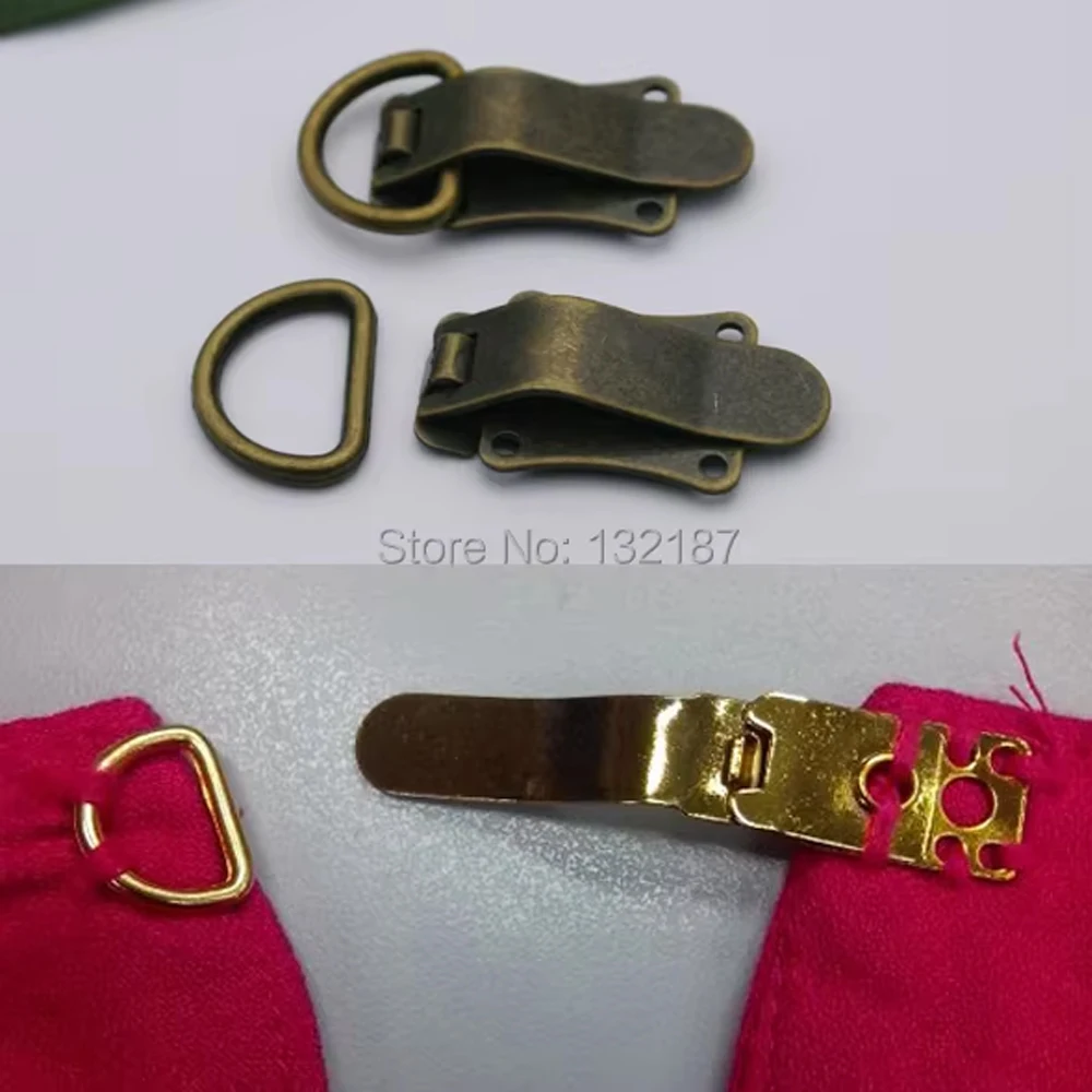 20sets/lot metal brass hook alloy D ring dress open/close hook and ring antique brass/bronze color HE-014