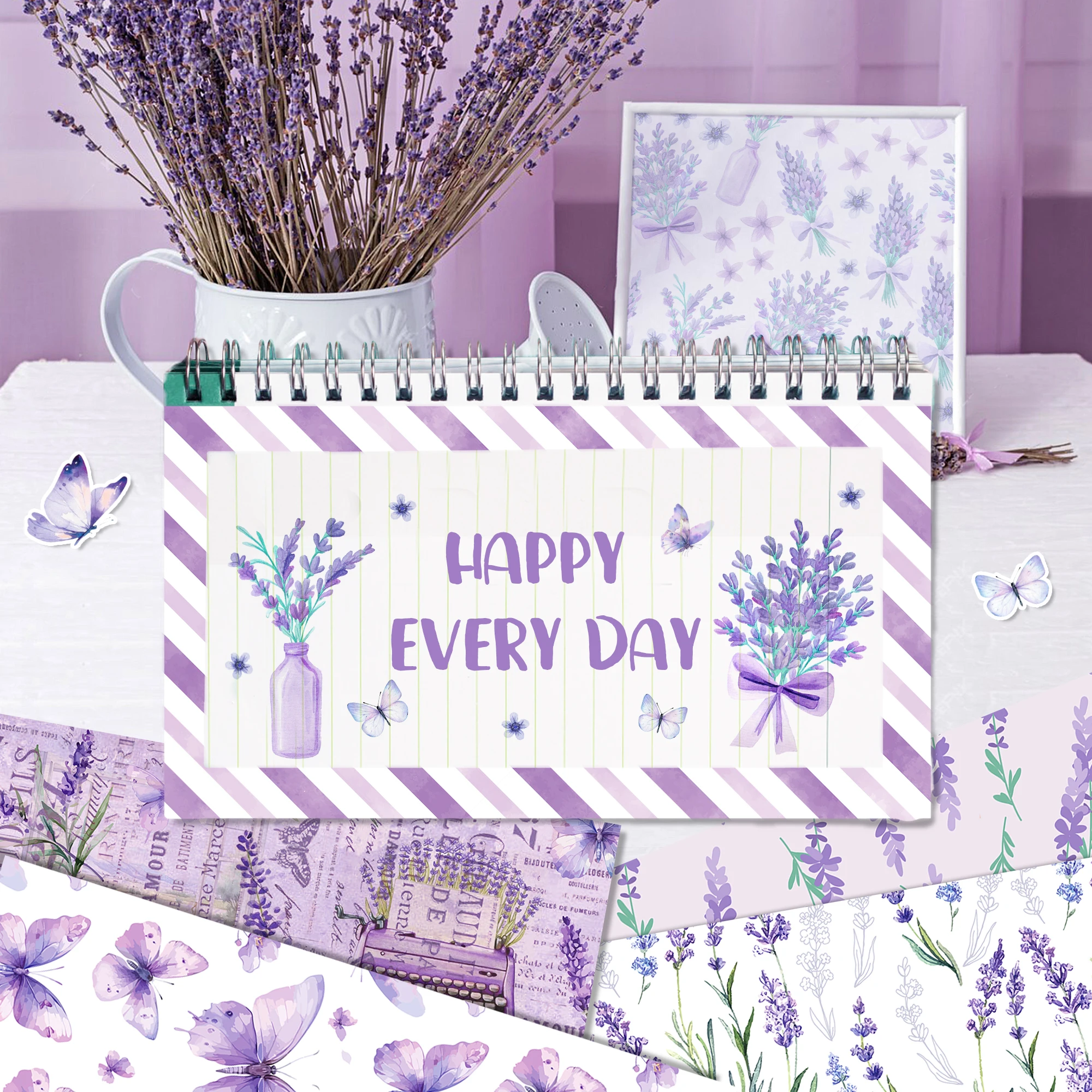Lavender Bliss Washi Tape & DIY Scrapbooking Art Paper Set