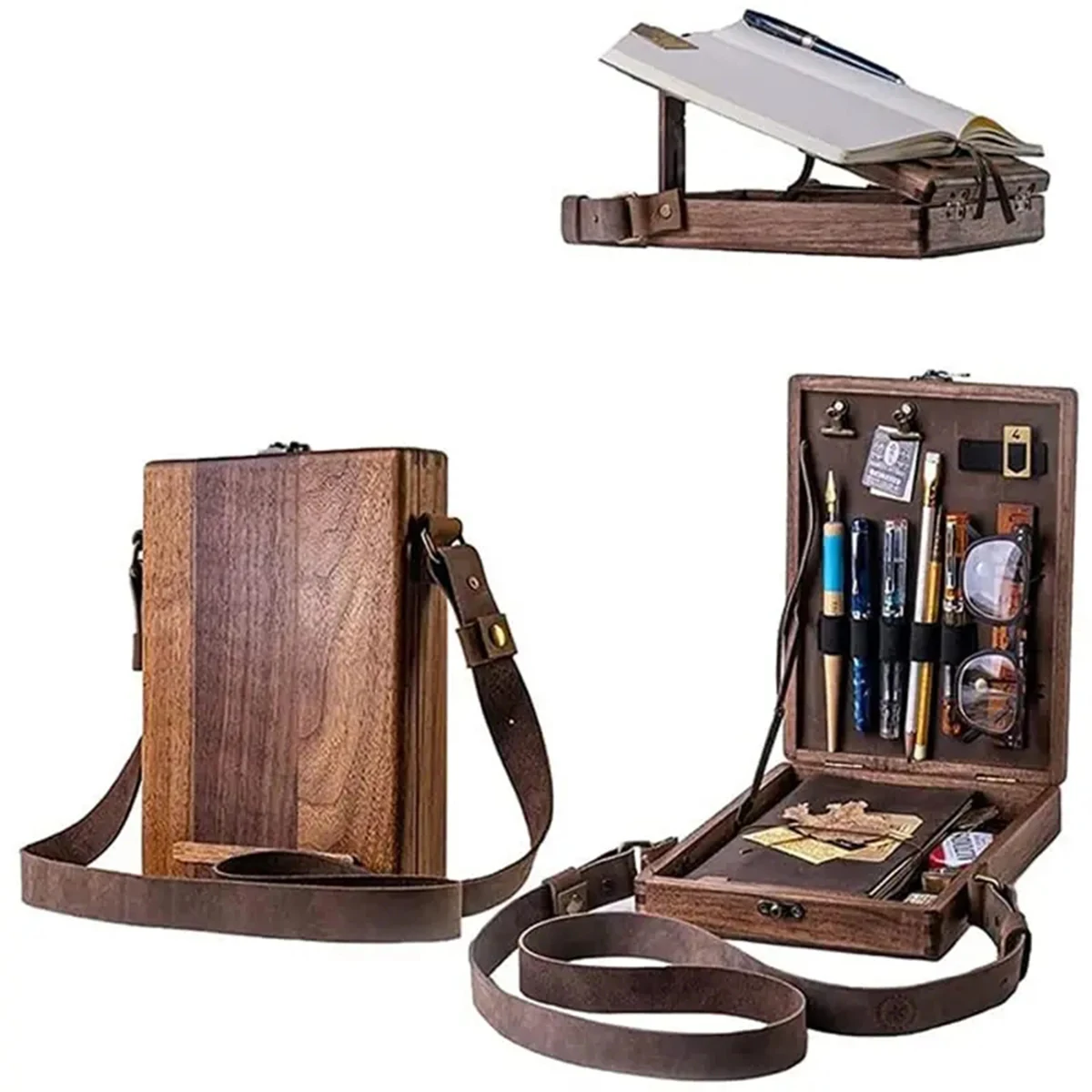 1pc Portable Wooden Sketch Box with Lid-Nostalgic Design for Outdoor Sketching and Tool Storage