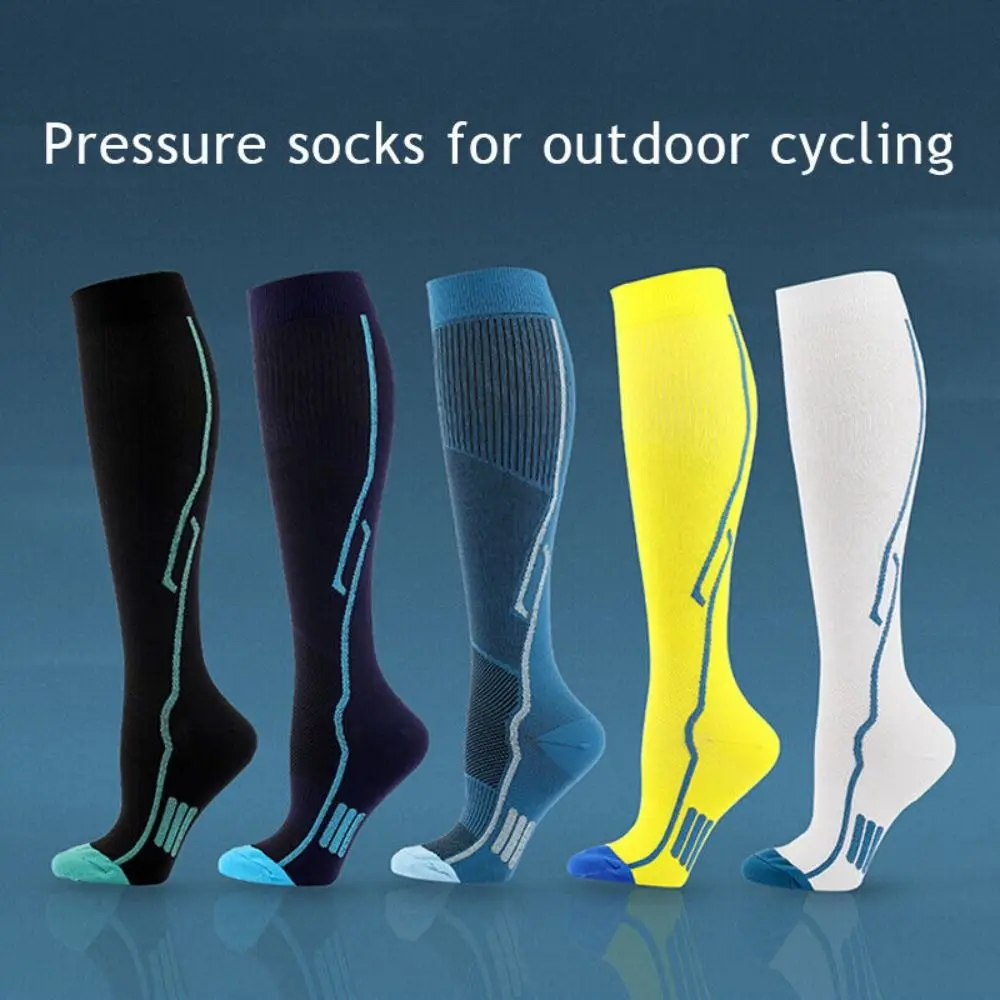 

Solid Color Men Sports Socks Fashion Leg Support Knee High Cycling Socks Elastic Long Compression Socks