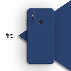 Premium Liquid Silicone Soft Back Cover - Original Fashion High-Quality Phone Case for Xiaomi 8 (Navy Blue)
