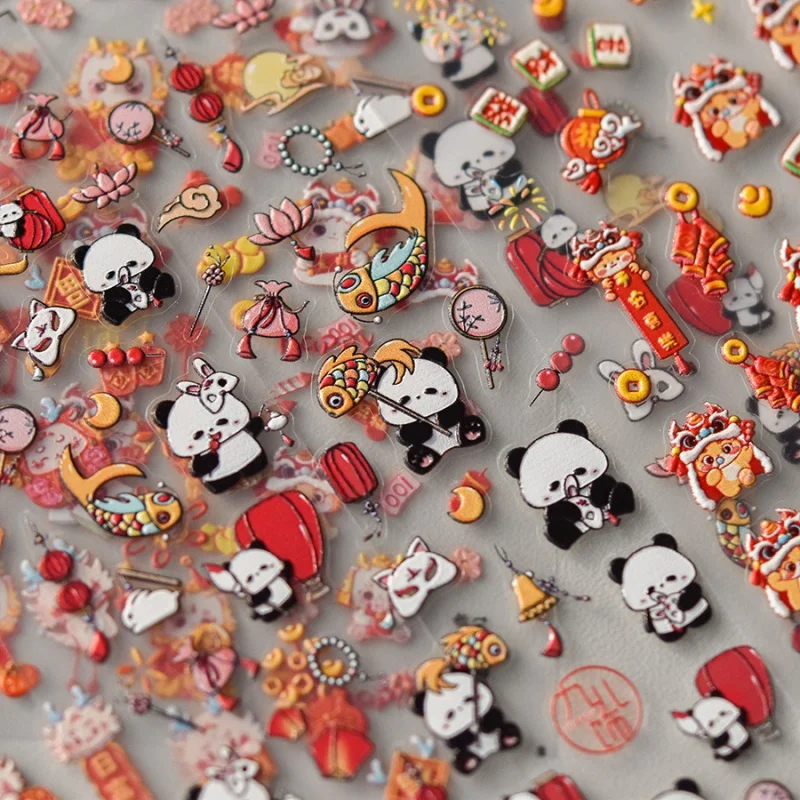 

[Meow.Sensei] Relief Nail Stickers Popular Retro Nail Sticker Factory Wholesale Japanese Spring Dragon 3455