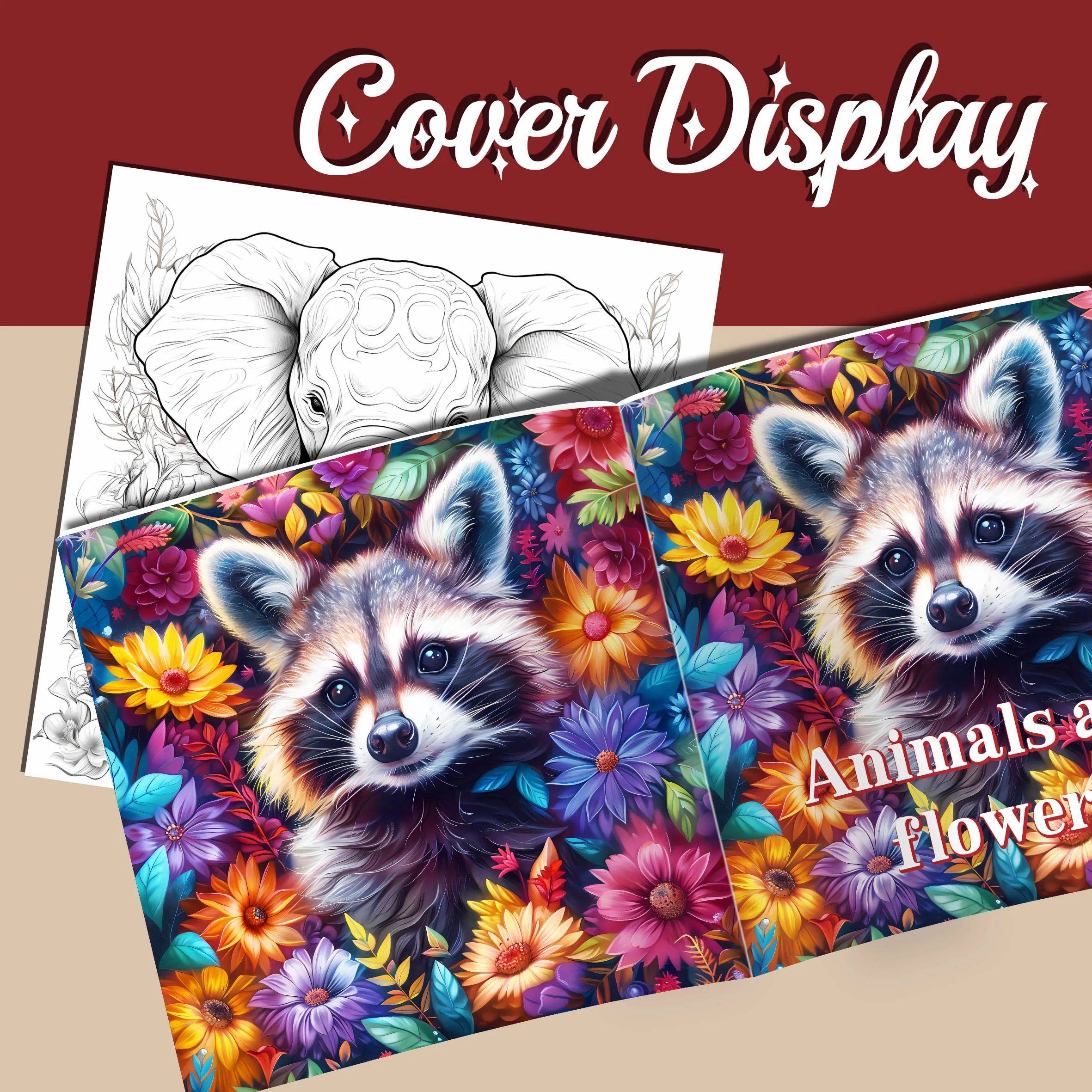 Adult Picture Book: Animal and Flower Coloring Book - 20 Pages of Cute Animals in Flower Fields 5