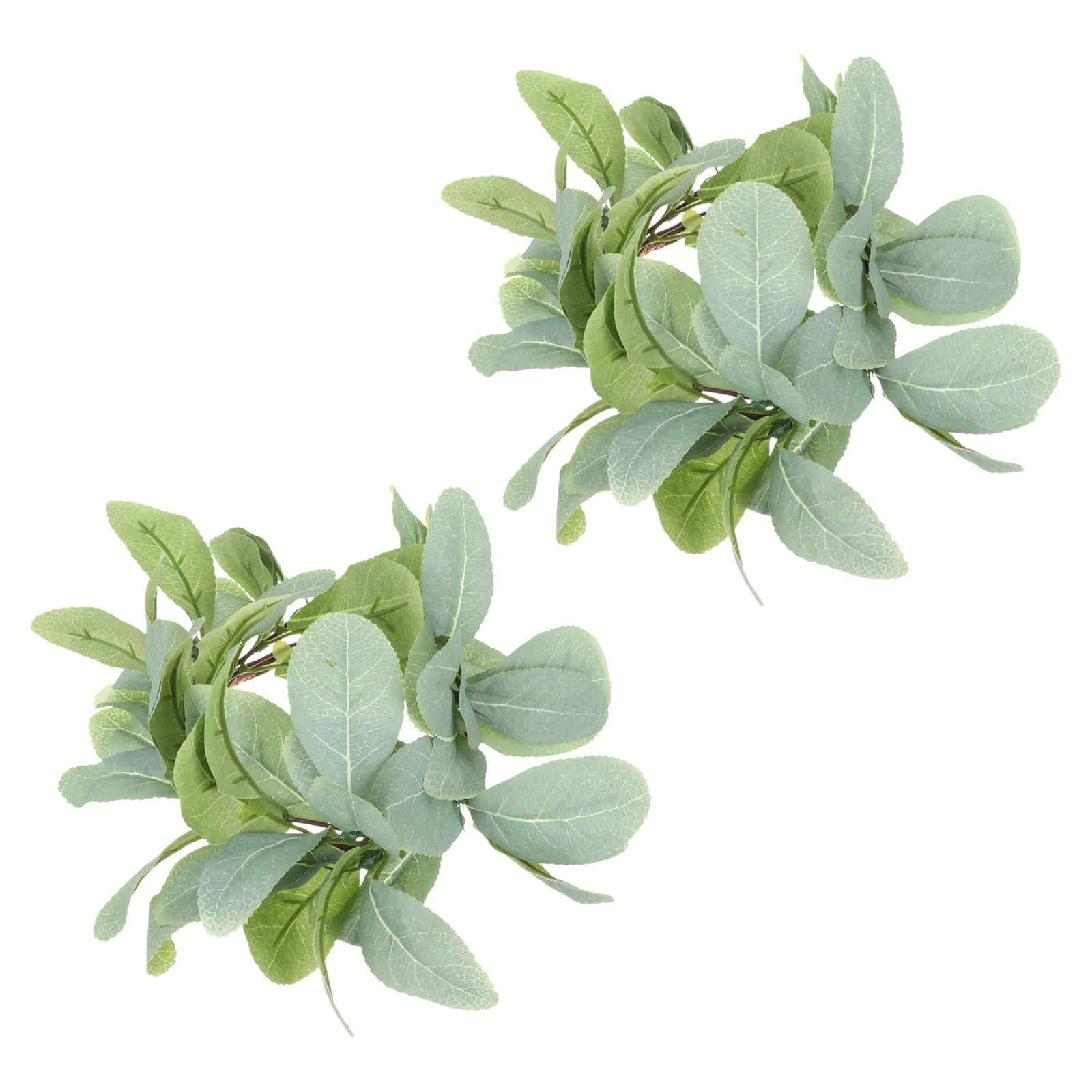 

2 Pcs Ring Festival Wreath Simulation Door Rings Candlesticks Tabletop Decor Artificial Leaf Cupboard Party Decoration