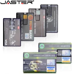 JASTER Plastic Card Bank Card Shape USB Flash Drives 128GB Real Capacity Pen Drive 64GB Business Gift Memory Stick 32GB U Disk